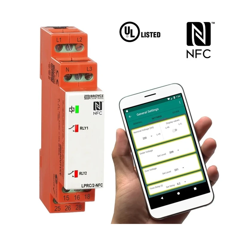 Broyce Control NFC Monitoring Relay 3 Phase SPDT DIN Rail 243V AC 540V AC LPRC/2-NFC