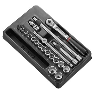 Facom 20-Piece 3/8 inch 6 Point Socket Set with Bright Chrome Finish MOD.JL171-36