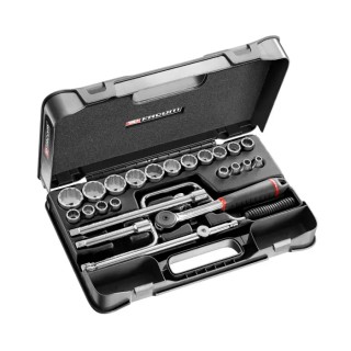 Facom 25-Piece 1/2 in 12 Point Socket Set with Chrome Vanadium Steel Sockets S.161-3P12U
