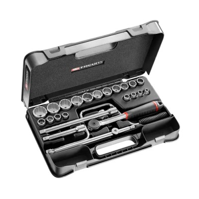 Facom 25-Piece 1/2 in 12 Point Socket Set with Chrome Vanadium Steel Sockets S.161-3P12U