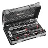 Facom 30-Piece 1/2 in, 1/4 in 6 Point Socket Set RS.161-1PB Chrome Vanadium Steel with Ergonomic Bi-Material Handles