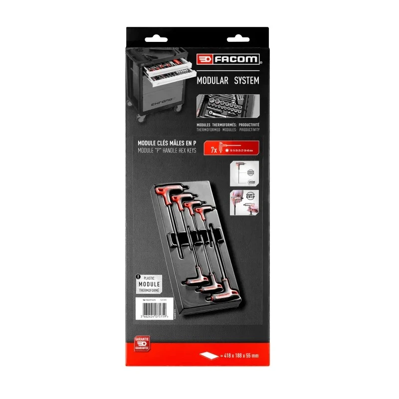 Facom 7-Piece Short Arm Torx Key Set Carbon Silicon Steel Phosphate Finish MOD.89TXAPB