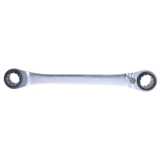 Facom Double Ended Ratchet Spanner 16 x 17 - 18 x 19 mm Satin Chrome Finish 230mm Overall 64C.S2