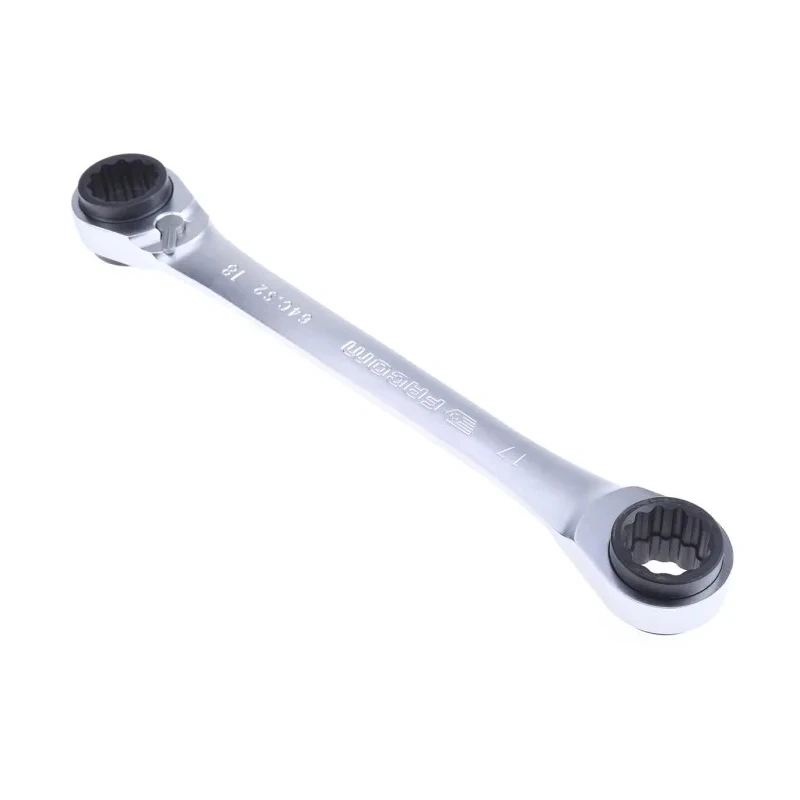 Facom Double Ended Ratchet Spanner 16 x 17 - 18 x 19 mm Satin Chrome Finish 230mm Overall 64C.S2