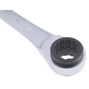 Facom Double Ended Ratchet Spanner 16 x 17 - 18 x 19 mm Satin Chrome Finish 230mm Overall 64C.S2