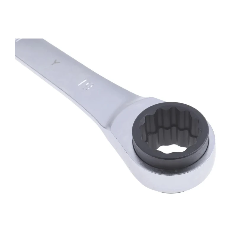 Facom Double Ended Ratchet Spanner 16 x 17 - 18 x 19 mm Satin Chrome Finish 230mm Overall 64C.S2
