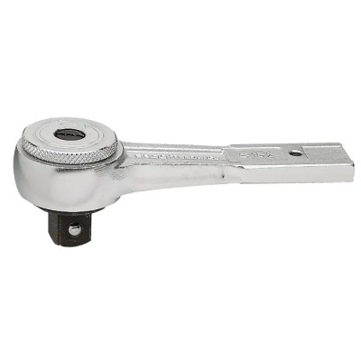 Facom Chrome Vanadium Steel 1/2 in Ratchet with Ratchet Handle, Round Head Shape, 55mm Overall Length S.152