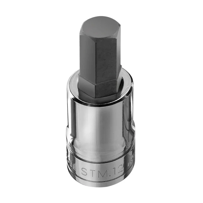 Facom 1/2 in Drive 14 mm Hex Bit Socket, Bright Chrome with Phosphate Finish, 60mm Overall Length STM.14