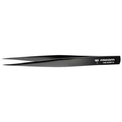 Facom Carbon Steel Pointed Tweezer 130mm Anti-Magnetic Black Finish 140.AAW13