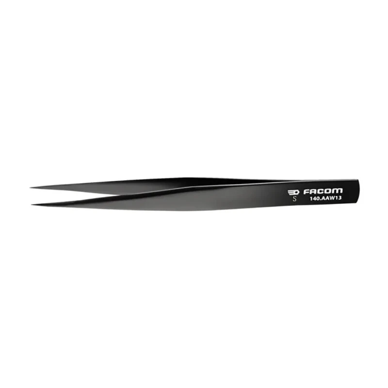 Facom Carbon Steel Pointed Tweezer 130mm Anti-Magnetic Black Finish 140.AAW13