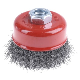 RS PRO Steel Crimp Wire Abrasive Brush 14 mm Diameter, Brass-Dipped Steel Bristles, 75 mm Face Width, 4500 rpm 188-4127