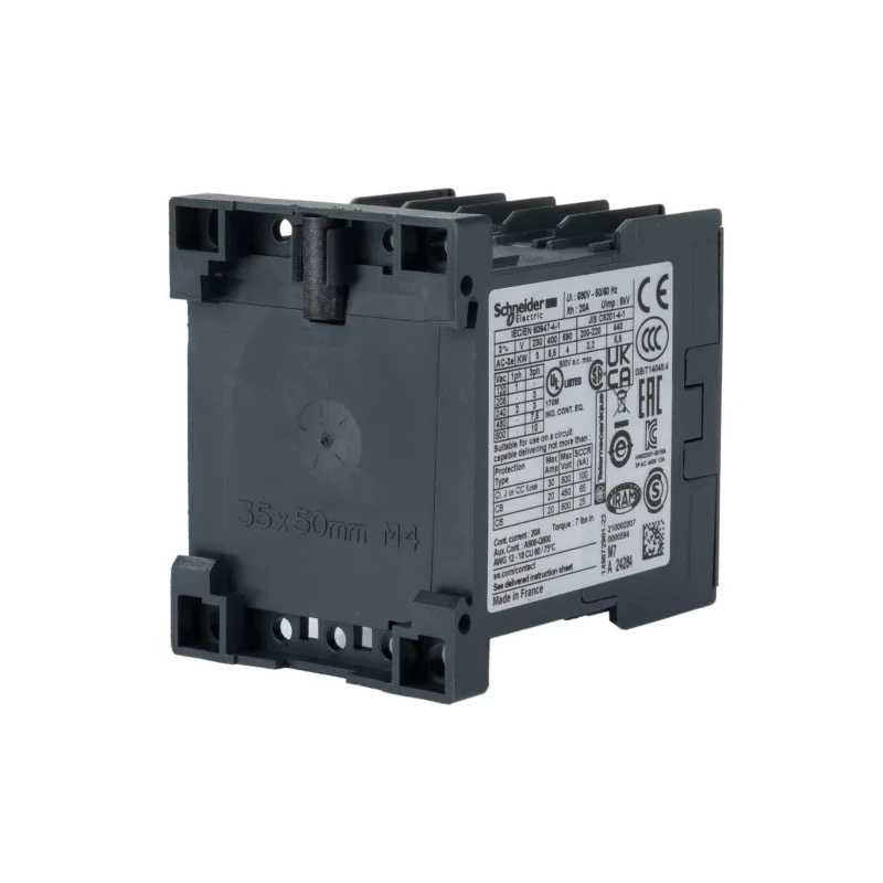 Schneider Electric 3-Pole Motor Control Contactor LC1K1210M7 220V AC Coil 20A 4kW 690V AC 3 NO LC1K1210M7