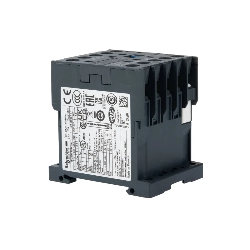 Schneider Electric 3-Pole Motor Control Contactor LC1K1210M7 220V AC Coil 20A 4kW 690V AC 3 NO LC1K1210M7