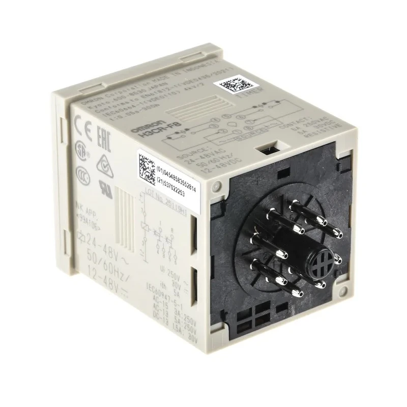 Omron DIN Rail and Panel Mount Timer Relay 2-Contact DPDT, 24 V AC/DC, 0.05 s to 30 h, 1-Function H3CR