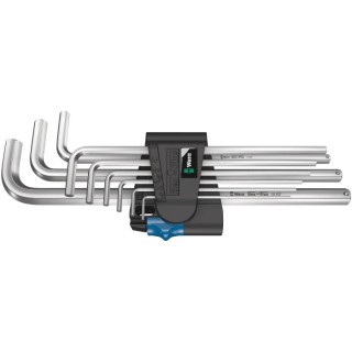 Wera 9 Piece L Metric Hex Key Set Chrome Finish Extra Long Arm Hex Sizes 1.5-10 mm 05022130001