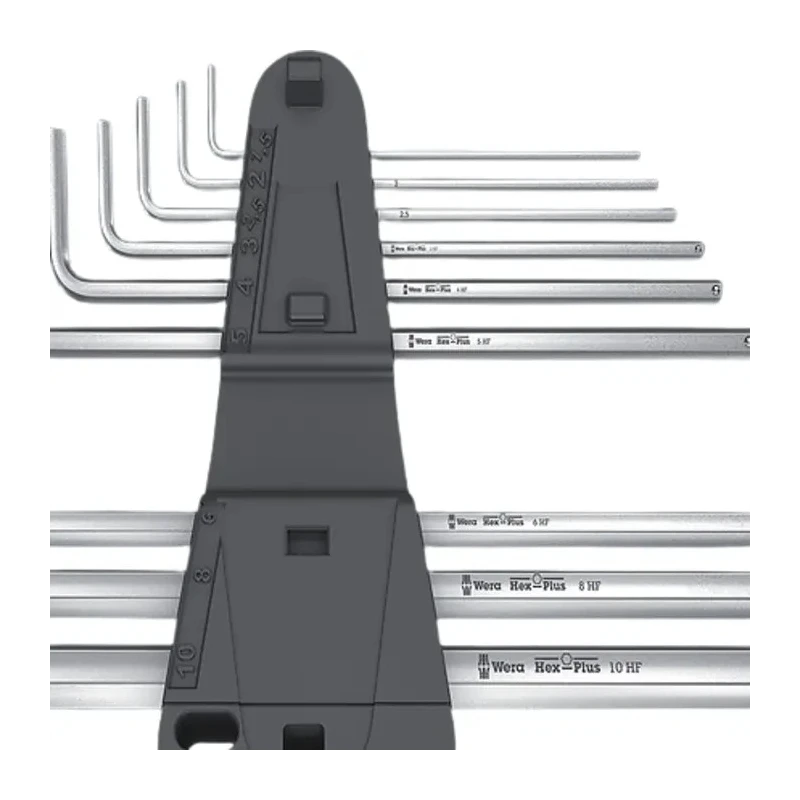 Wera 9 Piece L Metric Hex Key Set Chrome Finish Extra Long Arm Hex Sizes 1.5-10 mm 05022130001