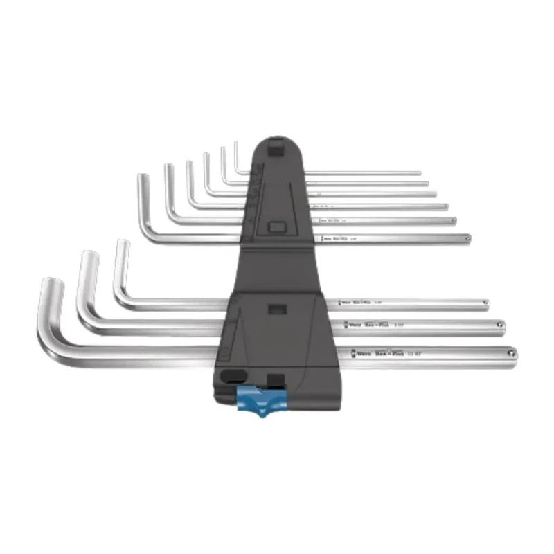 Wera 9 Piece L Metric Hex Key Set Chrome Finish Extra Long Arm Hex Sizes 1.5-10 mm 05022130001