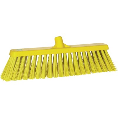 Vikan Broom Yellow Push Broom with Polyethylene Terephthalate Bristles for Outdoor and Indoor Wet Surface 29206