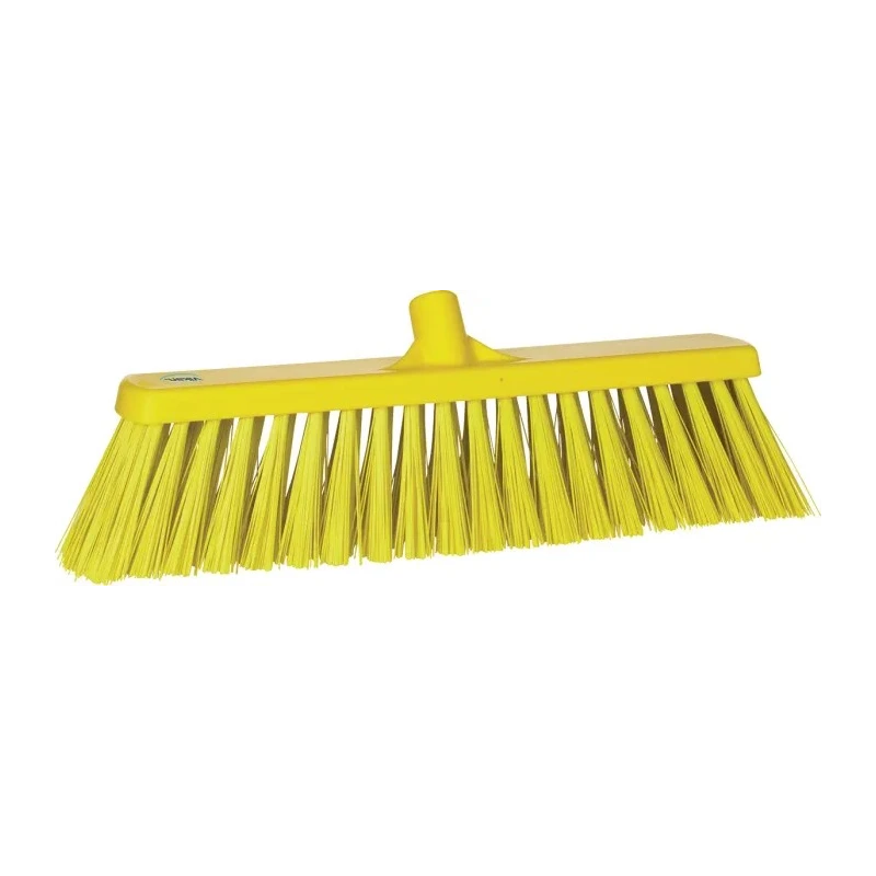 Vikan Broom Yellow Push Broom with Polyethylene Terephthalate Bristles for Outdoor and Indoor Wet Surface 29206