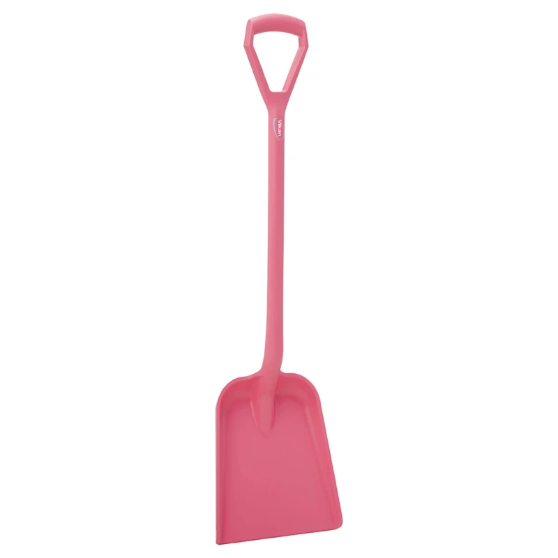 Vikan Shovel D Grip with Polypropylene Handle and Blade, Pink, 271 mm Width, 327 mm Length, 1040 mm Handle Length 56251