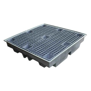 RS PRO Polyethylene Drum Pallet for Oil 4-Drum Spill Pallet, 1.28m x 1.28m, Sump Capacity 230 Litres 189-0054