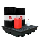 RS PRO Polyethylene Drum Pallet for Oil 4-Drum Spill Pallet, 1.28m x 1.28m, Sump Capacity 230 Litres 189-0054