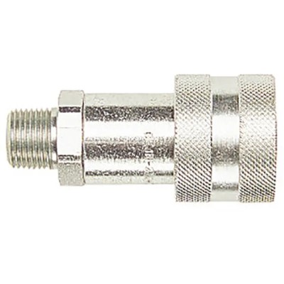 CEJN Steel Hydraulic Quick Connect Coupling Female NPT 3/8 in, Zinc Plated, Screw Lock, 700 bar C102321484