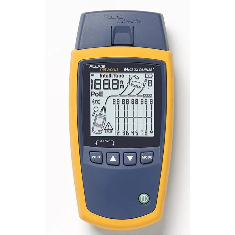 Fluke Networks MICROSCANNER 2 KIT Network Cable Tester RJ11, RJ45, Coaxial Battery Operated LCD Display MS2-KIT/RS
