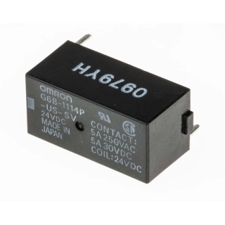 Omron PCB Power Relay with 24V DC Coil Voltage, 5A Switching Current, SPST Contact Configuration, PCB G6B-1114P-US-SV DC24