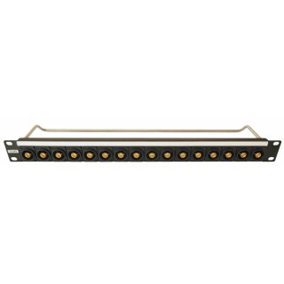 RS PRO BNC Feed Through Connector Rack 16 x 75Ω Gold Plated Metal Panel Mount Black 189-3956