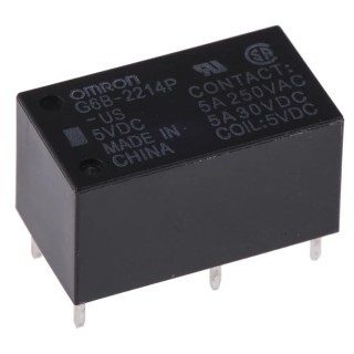 Omron PCB Power Relay 5V dc Coil 5A Switching Current DPST G6B-2214P-US DC5