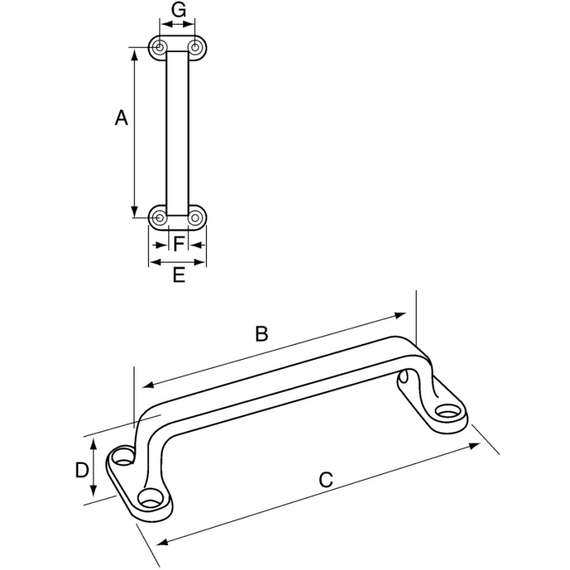 Pinet Stainless Steel Arch Shape Handle 33 mm Height, 8mm Width, 150 mm Length 347-8175
