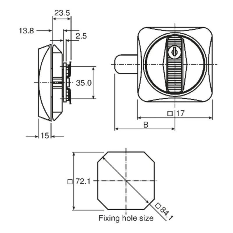 Euro-Locks a Lowe & Fletcher group Company Black Metal Plastic Flush Locking Handle 87mm 1691082