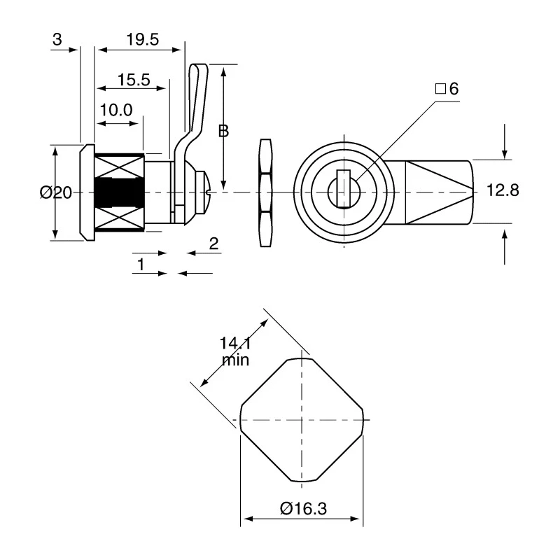 Euro-Locks a Lowe & Fletcher group Company Chrome Finish Keyed Camlock 15.5 mm Panel-to-Tongue B233017