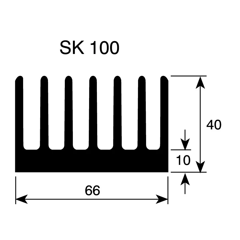 Fischer Elektronik Heatsink for Solid State Relays Black Anodised Aluminium 40 mm x 37.5 mm x 66 mm SK100-37-5-SA