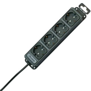 Kopp 1.4 m 4 Socket Extension Socket with Surge Protection, Switchable, Black 127115016