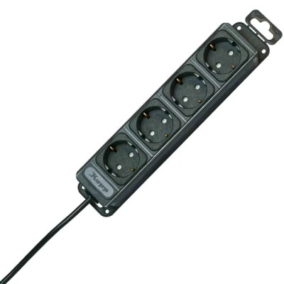 Kopp 1.4 m 4 Socket Extension Socket with Surge Protection, Switchable, Black 127115016