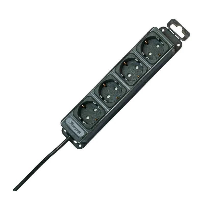 Kopp 1.4 m 4 Socket Extension Socket with Surge Protection, Switchable, Black 127115016