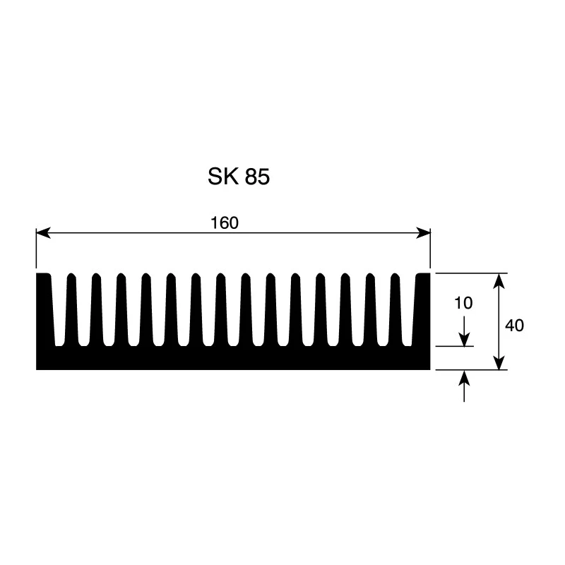 Fischer Elektronik Heatsink, Universal Rectangular Aluminium, 0.9K/W Thermal Resistance, 40 mm Height, 100 mm SK85-100-SA