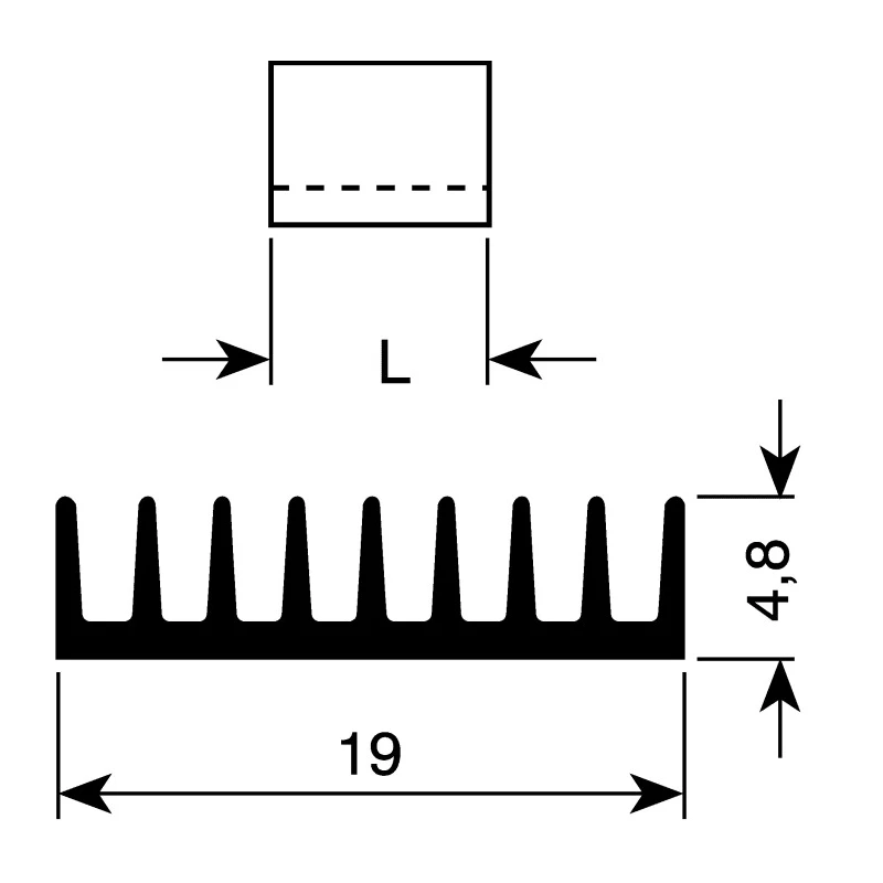 Fischer Elektronik Heatsink Universal Rectangular Aluminium Black Anodised 13K/W Thermal Resistance 4.8 mm x 33 mm x ICK24B