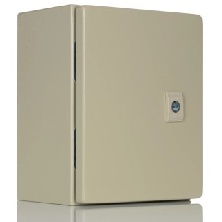 RS PRO Steel Wall Box Enclosure, IP66 Rated, 250 mm x 200 mm x 150 mm, Steel Body with Triple Lock System IP66