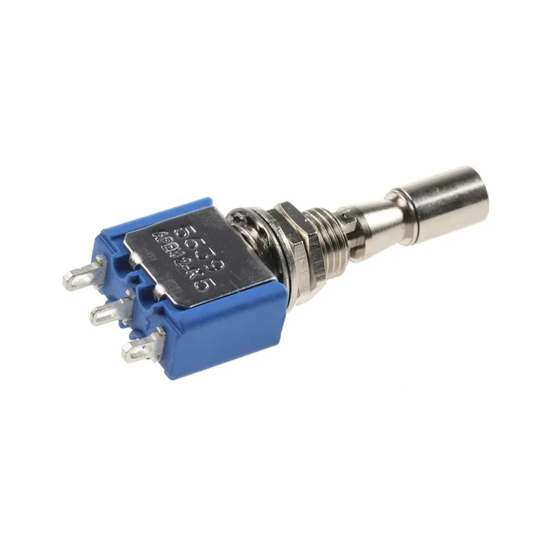 APEM Toggle Switch Panel Mount On-Off-On SPDT 4A 30V DC 250V AC Nickel Plated Brass Actuator 5639A.3V