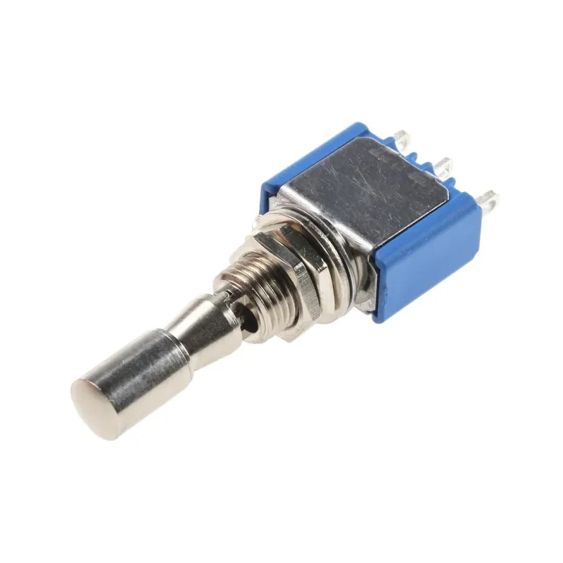 APEM Toggle Switch Panel Mount On-Off-On SPDT 4A 30V DC 250V AC Nickel Plated Brass Actuator 5639A.3V