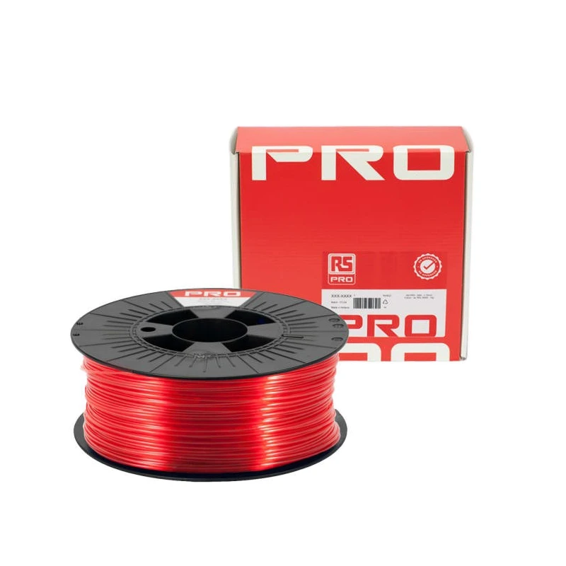 RS PRO 1.75 mm Translucent Red PET-G Fused Deposition Modelling 3D Printer Filament 1 kg 190-1954