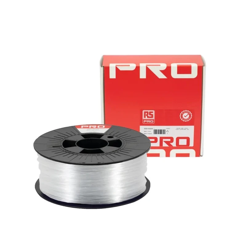 RS PRO 1.75 mm Transparent PET-G 3D Printer Filament, 1 kg 190-1955