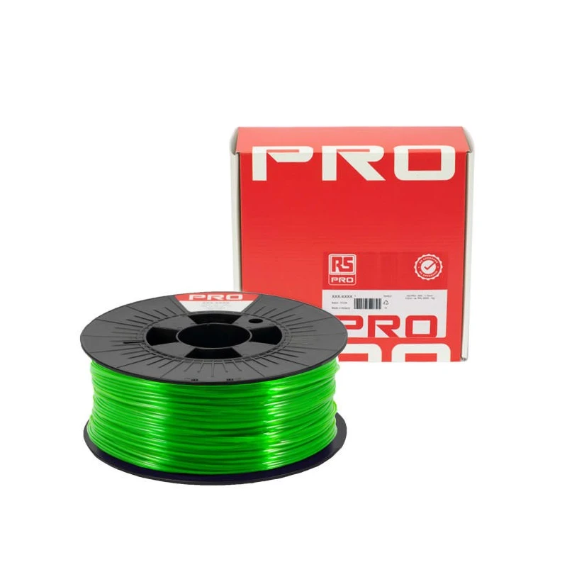 RS PRO 1.75 mm Translucent Green PET-G 3D Printer Filament, 1 kg 190-1956