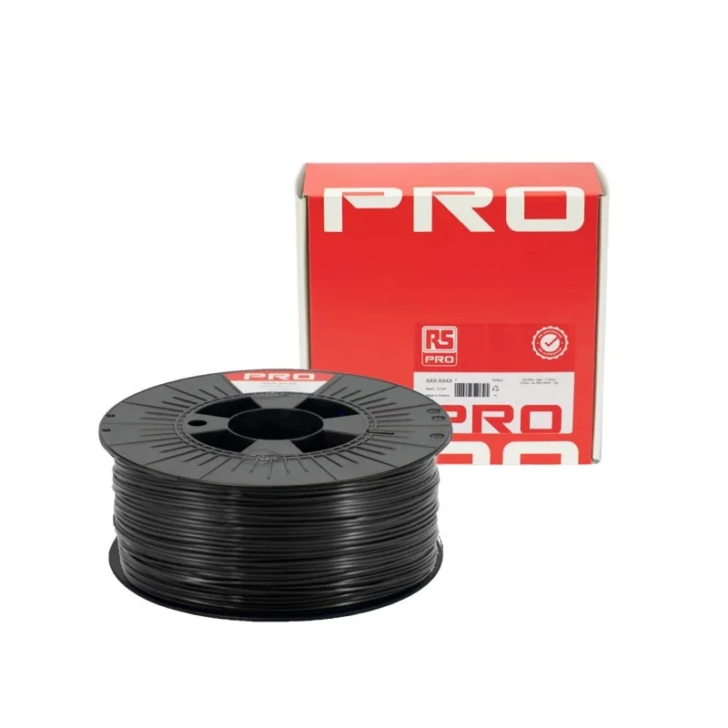 RS PRO 1.75 mm Translucent Black PET-G 3D Printer Filament 1 kg 240°C 190-1959