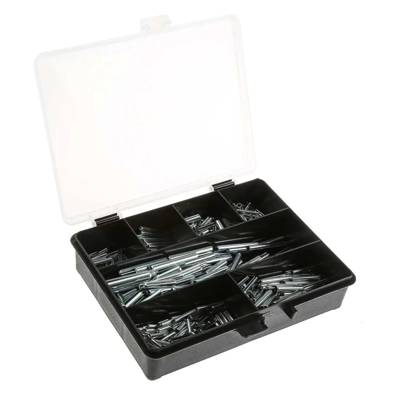 RS PRO 600 piece Galvanised Steel Spring Tension Pin Kit 2-5 mm Diameter 8-40 mm Length 374-064