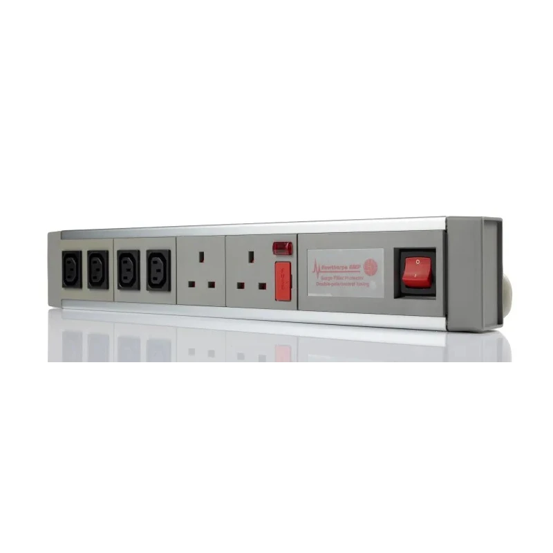 RS PRO 2 m 2 Socket IEC C14 Extension Lead, 230V AC, 10A, Switchable, Surge Protection 374-171