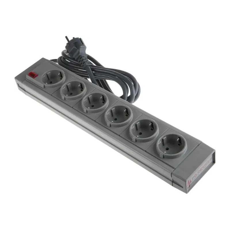 RS PRO 2 m 6 Socket Type F German Schuko Trailing Socket 230V AC 16A CEE 7/7 Plug 374-193